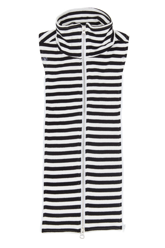 Veronica Beard - Black & White Striped Cotton Turtleneck Dickey 