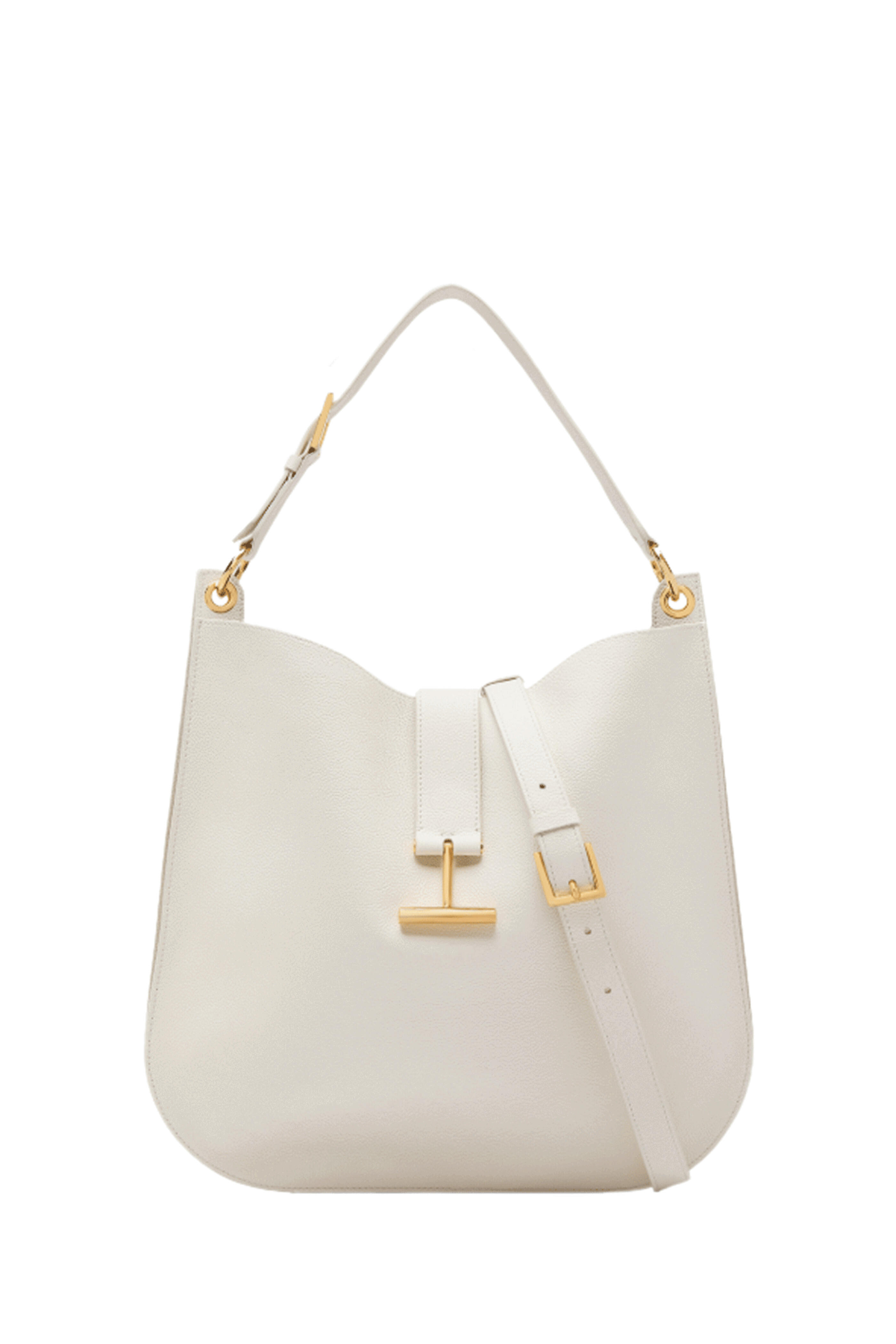 Tom Ford - Large Tara Hobo Grain Leather Crossbody in Cream
