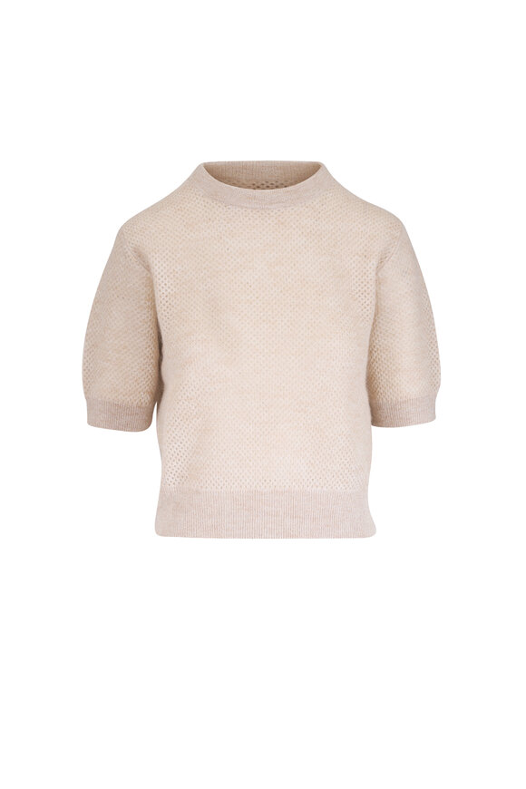 Brunello Cucinelli Seashell Sparkle Open Knit Sweater