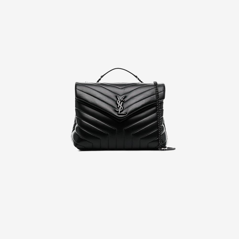 Saint Laurent Loulou Matelasse Y Black Leather Medium Shoulder Silver Chain  Bag - Chronostore