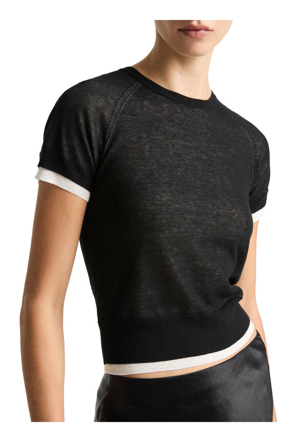 Vince Black & Off White Double-Layer Sweater - view 4