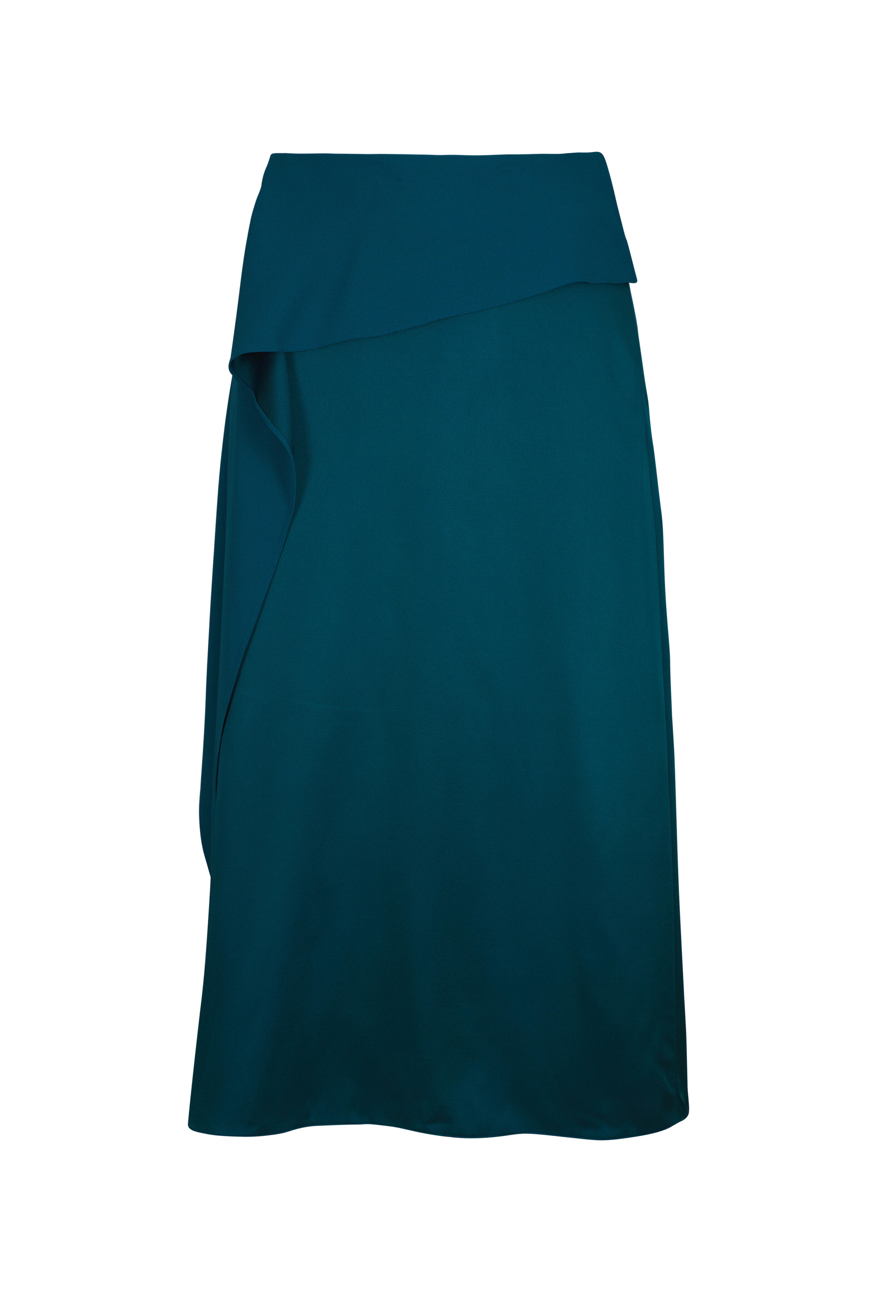 Erdem - Tempest Teal Satin Cady Midi Skirt