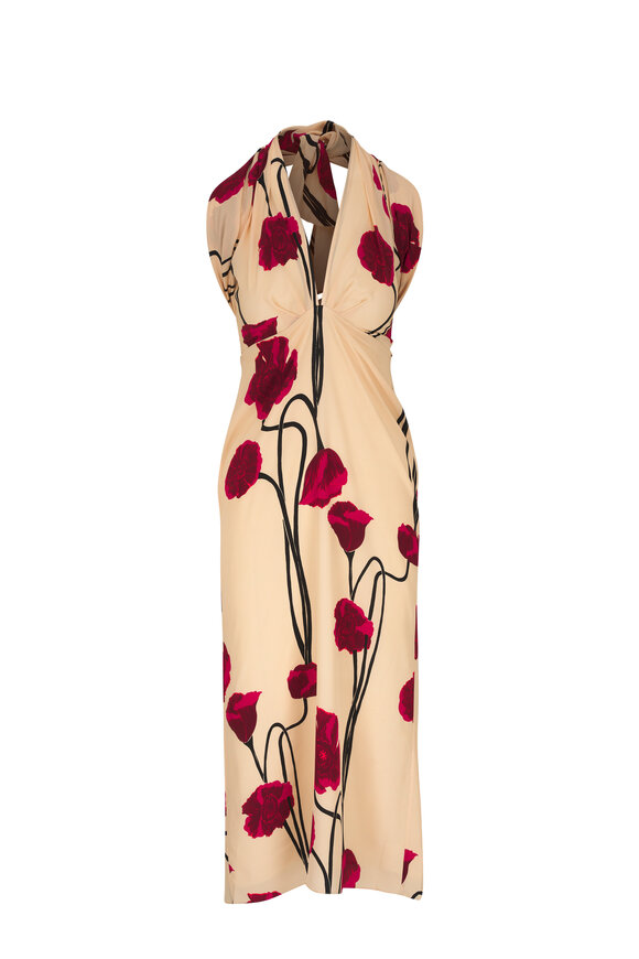 Johanna Ortiz Parajes Lejanos Floral Silk Midi Dress