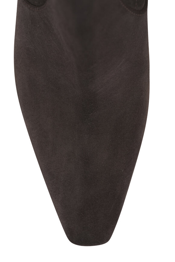 Brunello Cucinelli Brown Suede Monili Block Heel Bootie, 85mm - view 8