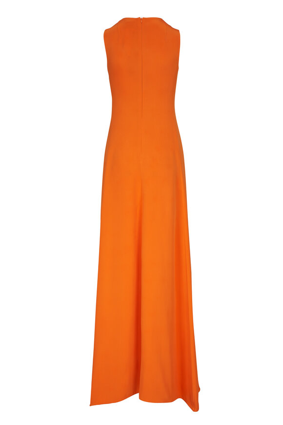 Akris - Pumpkin Silk Crepe High Slit Gown 