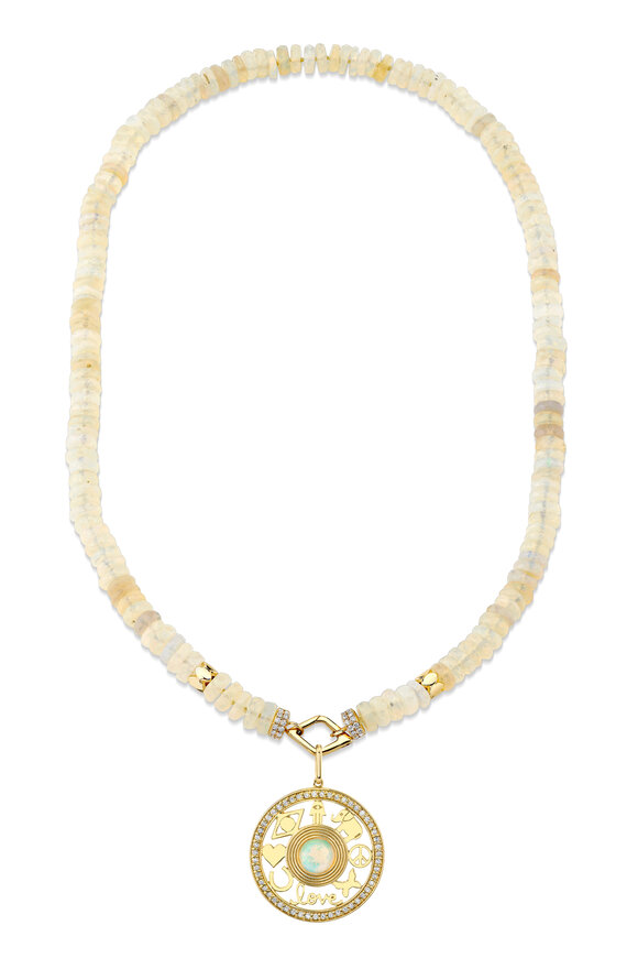 Sydney Evan 14K Yellow Gold Open Icon Opal Pendant Necklace