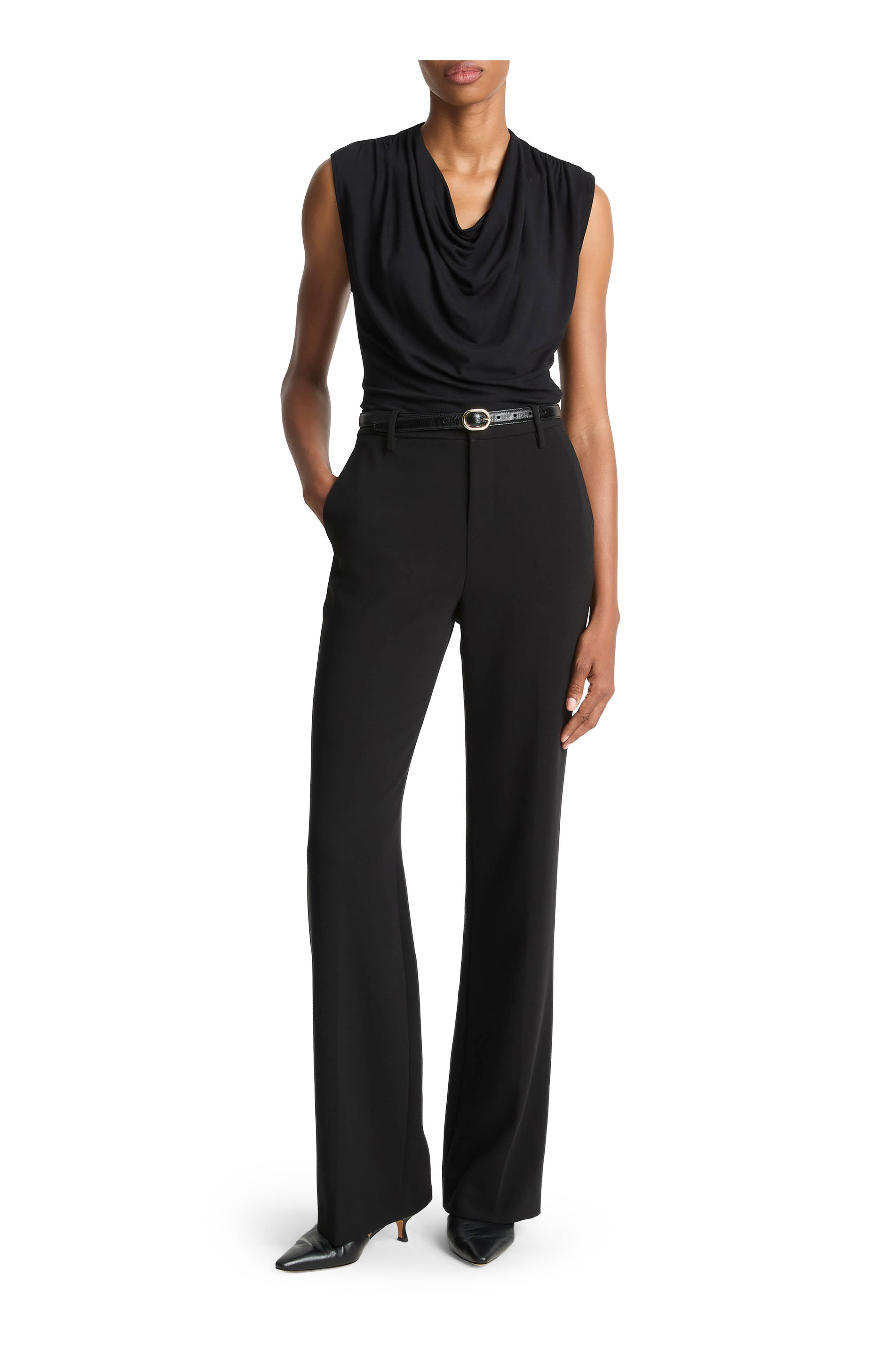 Vince - Gesso Jersey Draped Cowl Neck Top