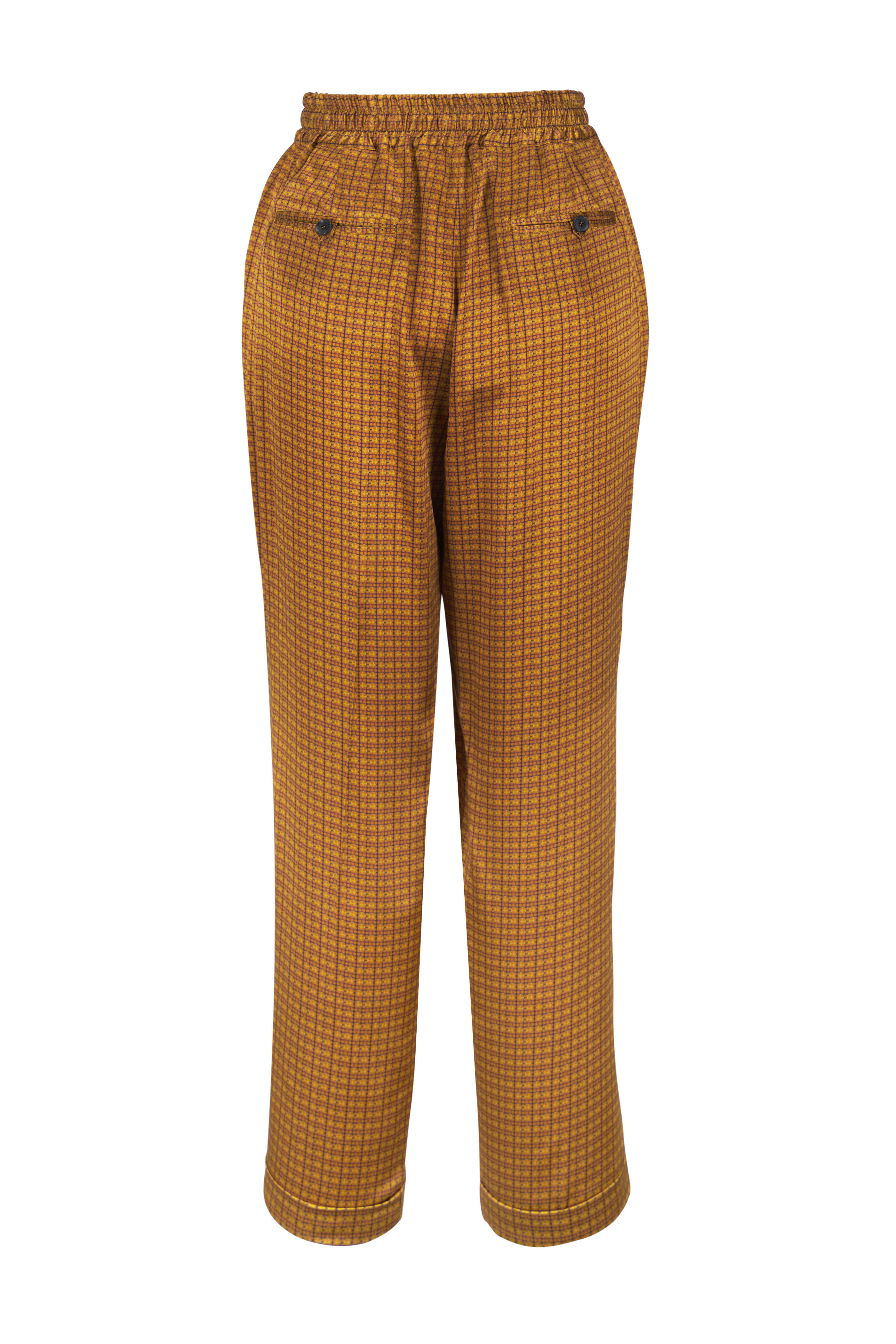 Kiton - Yellow Geometric Print Silk Jogger - view 6