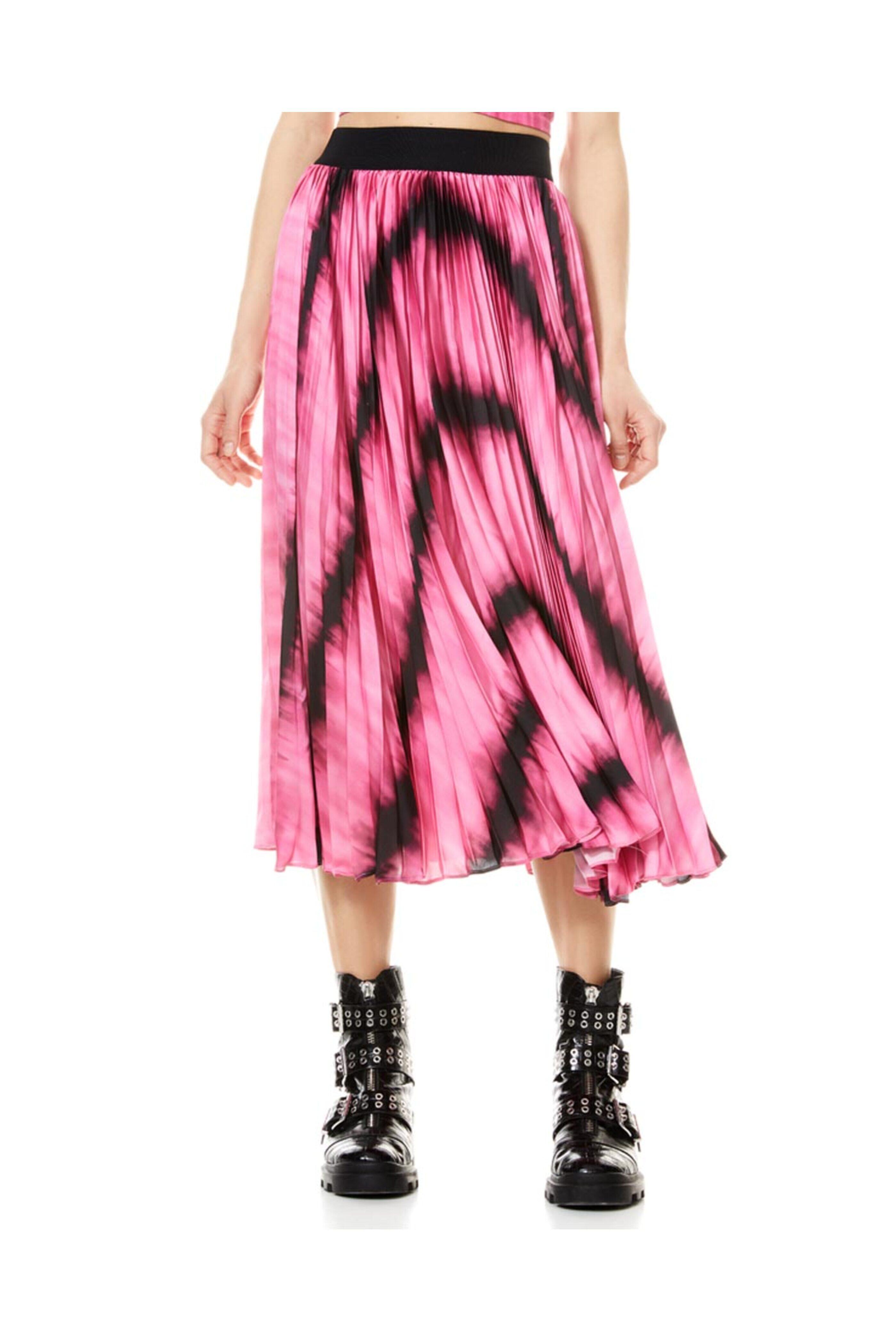 Alice & Olivia - Pink Sunburst Tie Dye Pleated Katz Midi Skirt