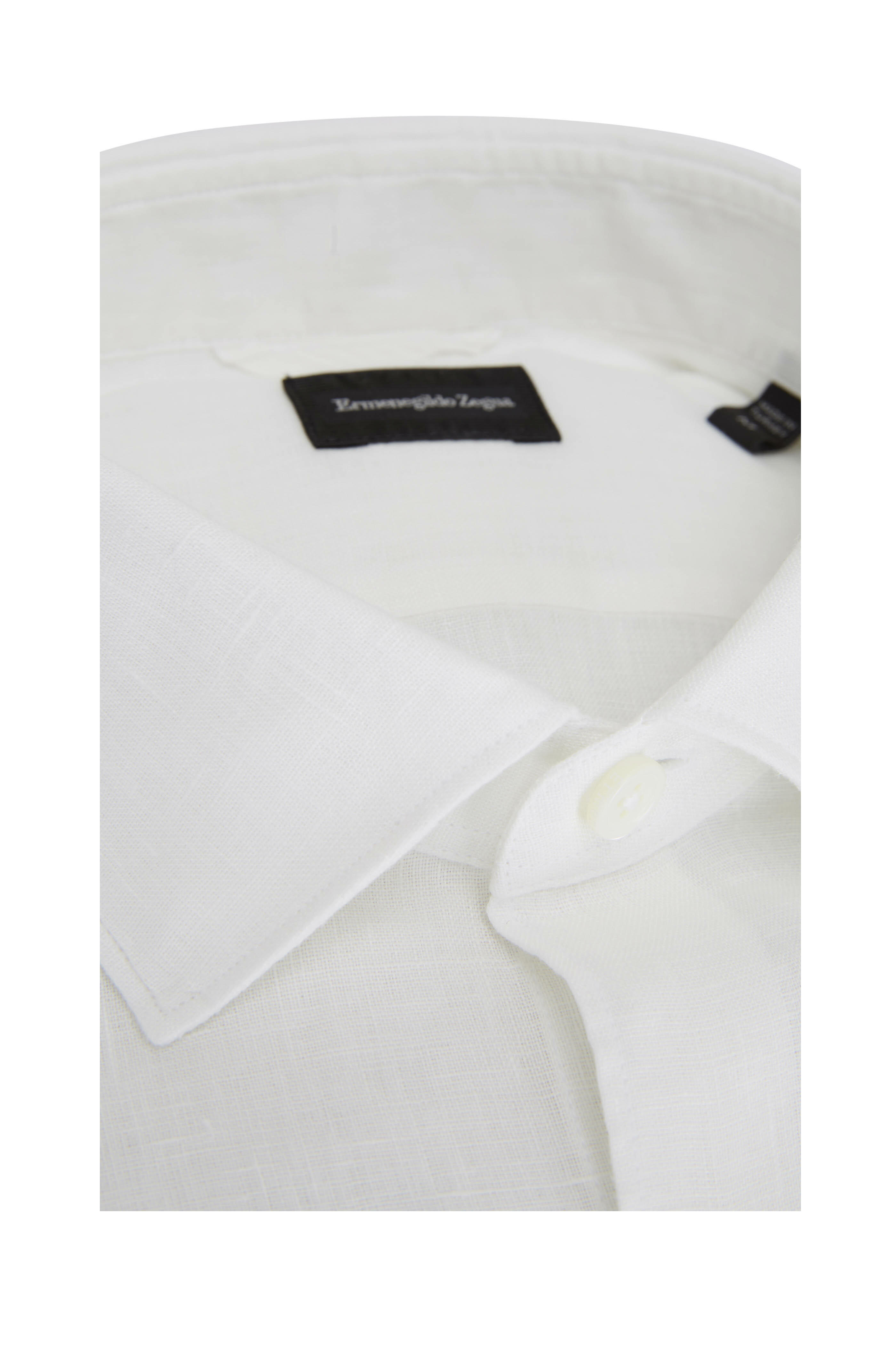 Zegna - White Linen Sport Shirt