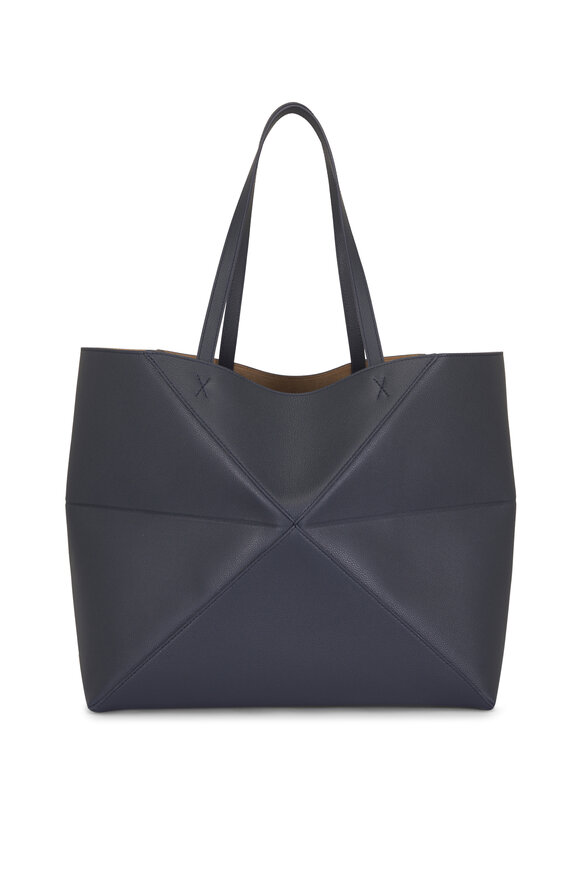 Loewe Large Horizontal Puzzle Fold Deep Navy Tote - view 2
