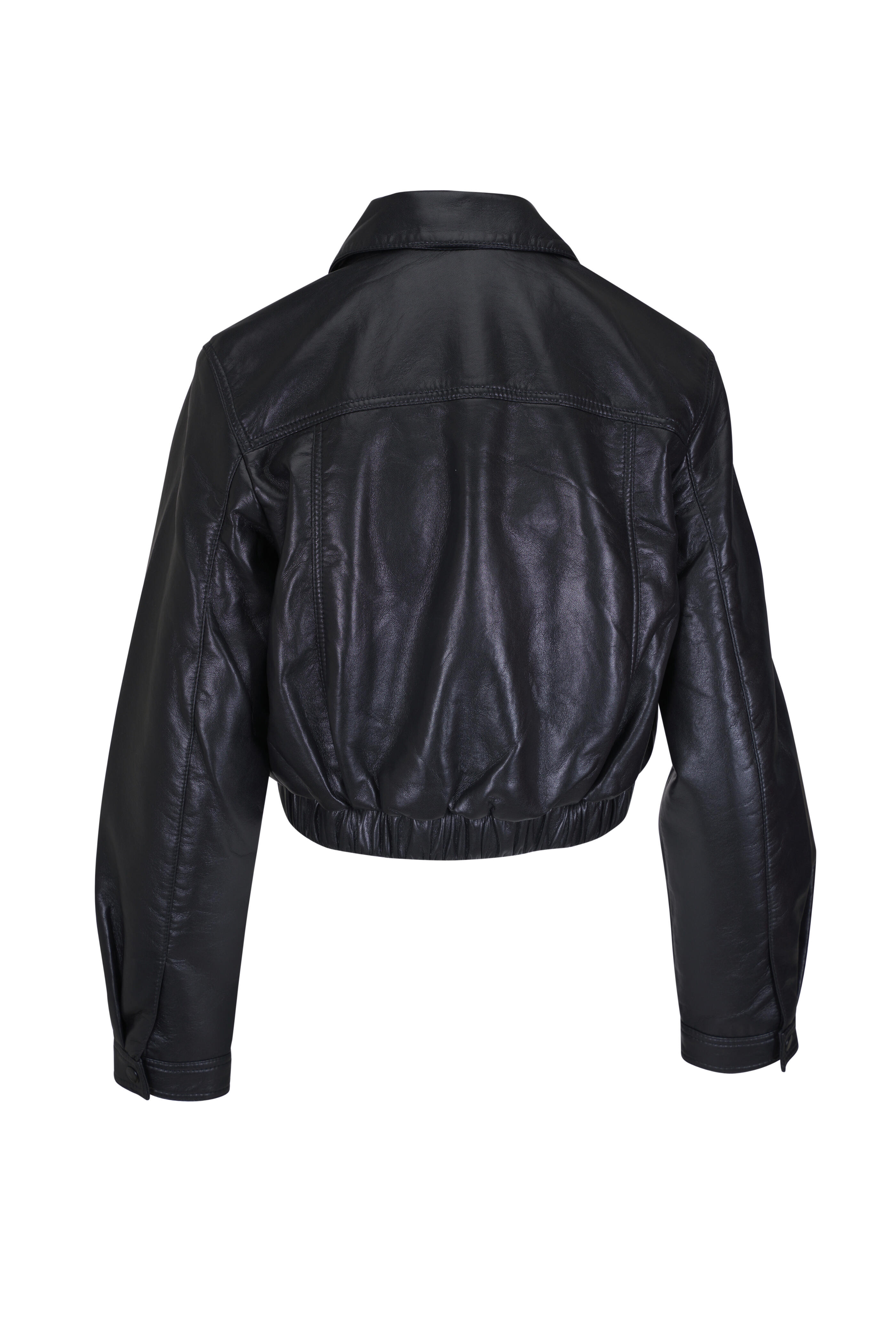 Agolde - Essie Black Recycled Leather Cropped Jacket
