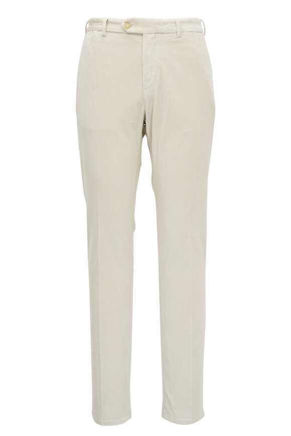 Canali - Ivory Corduroy Flat Front Pant 