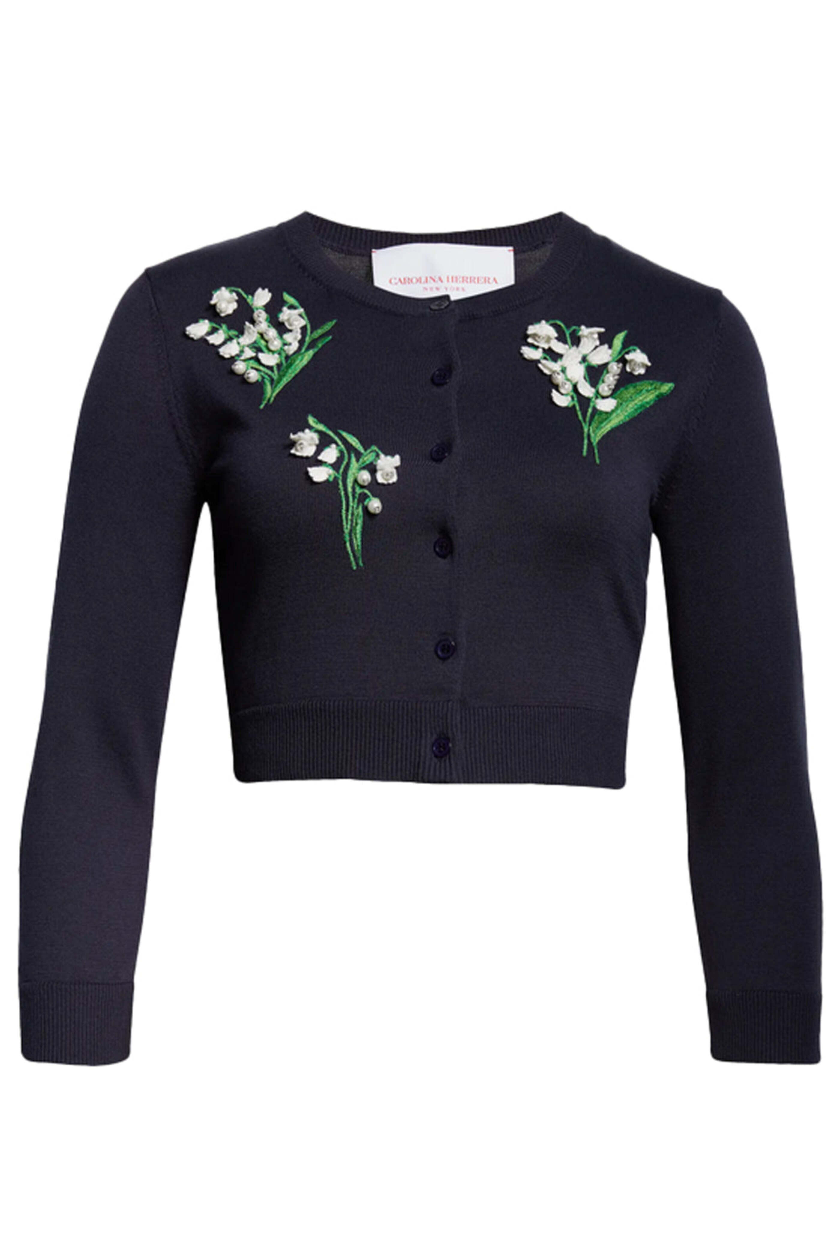 Carolina Herrera - Midnight Lily Valley Embellished Cardigan