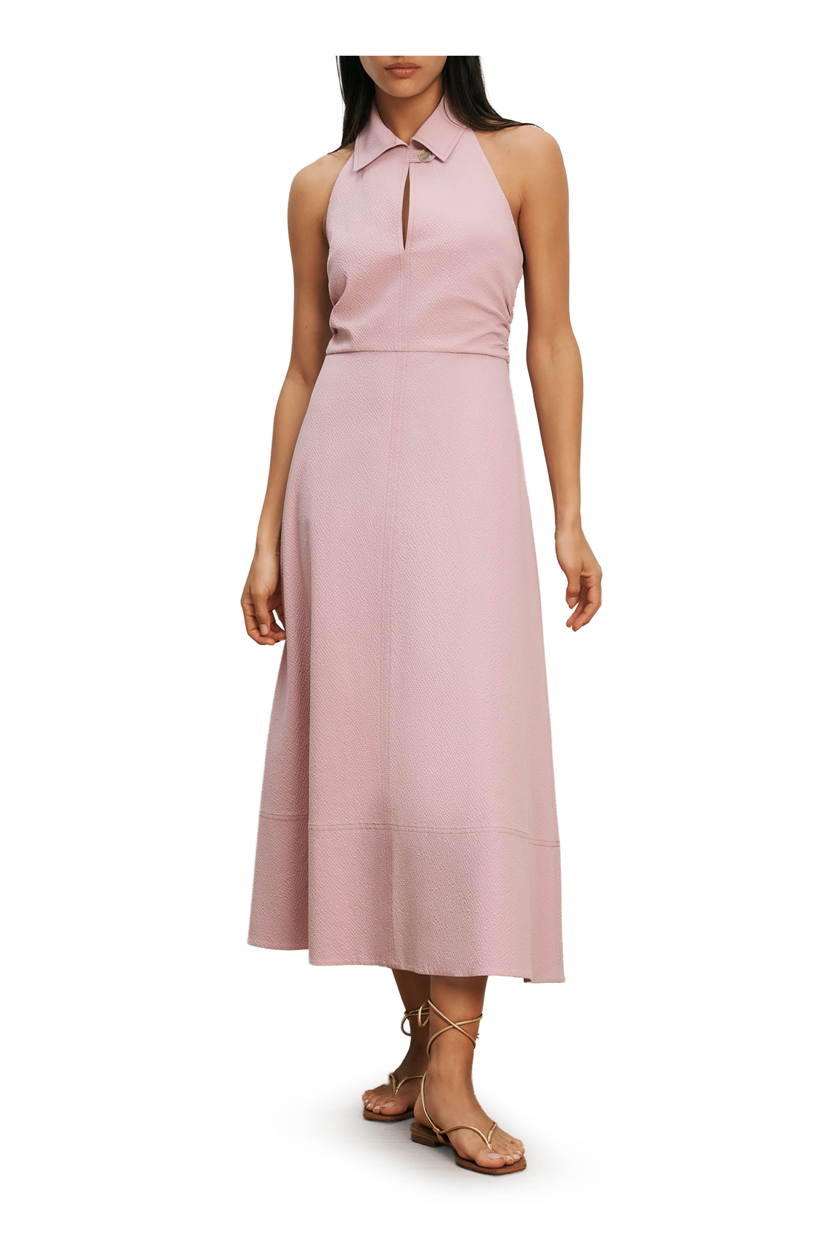 Veronica Beard - Mackey Orchid Seersucker Halter Midi Dress