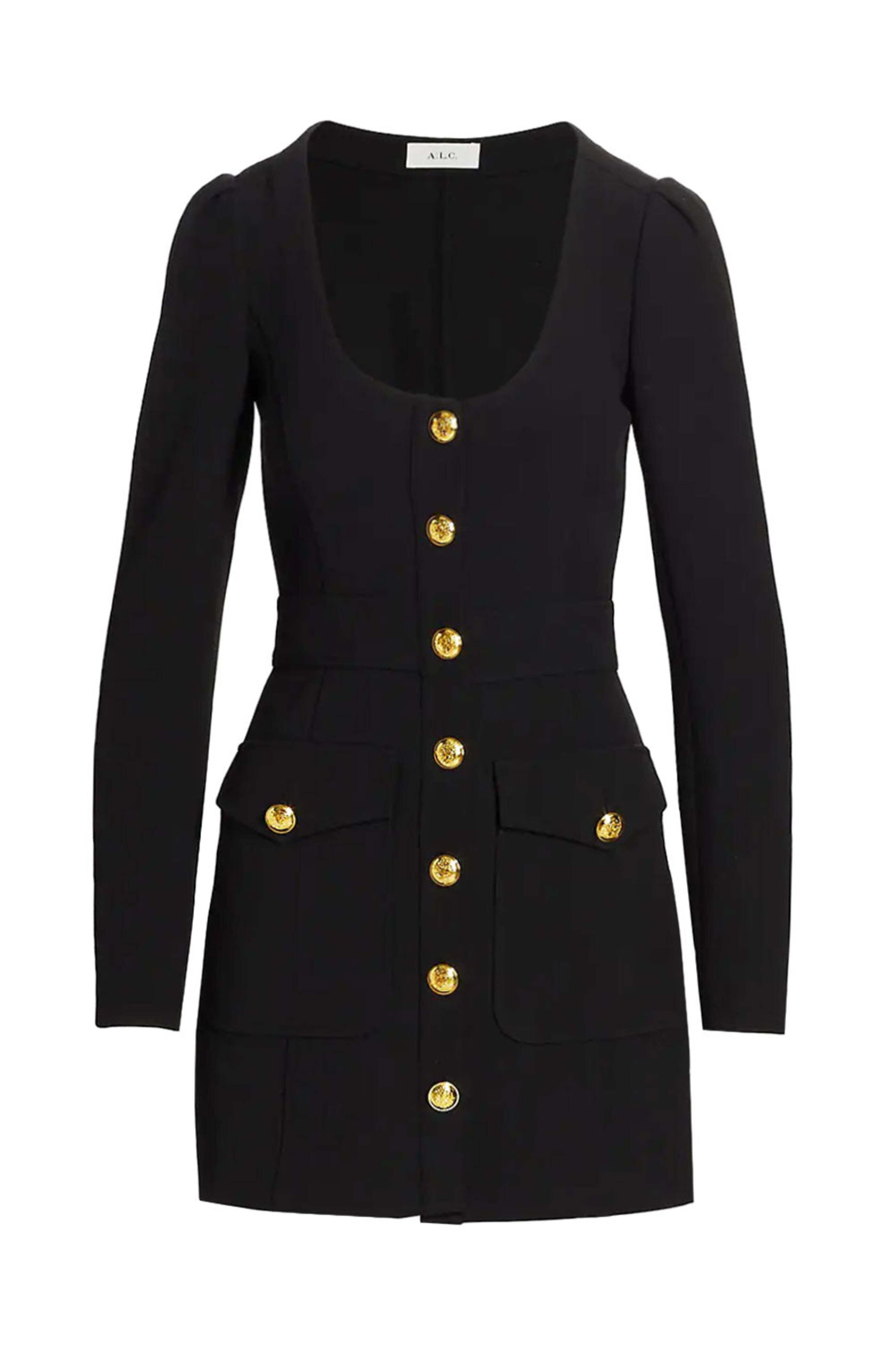 A.L.C. - Black Buttoned Ivy Mini Dress
