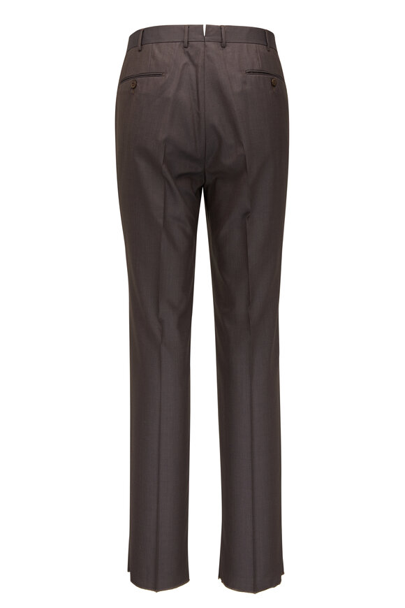 Zegna - Brown Wool & Silk Regular Fit Pant