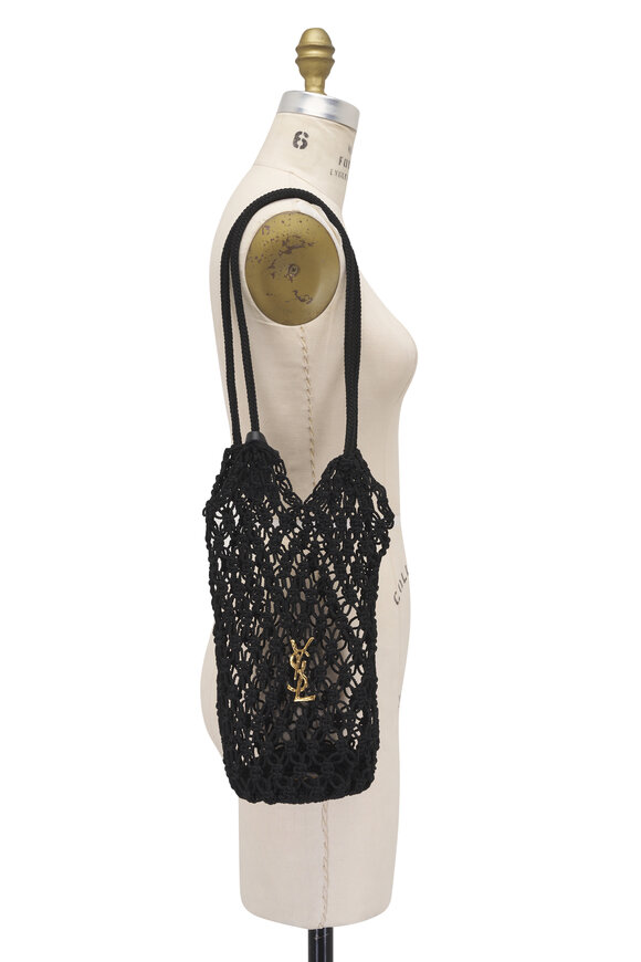Saint Laurent Black Woven Cord Shoulder Bag - view 6