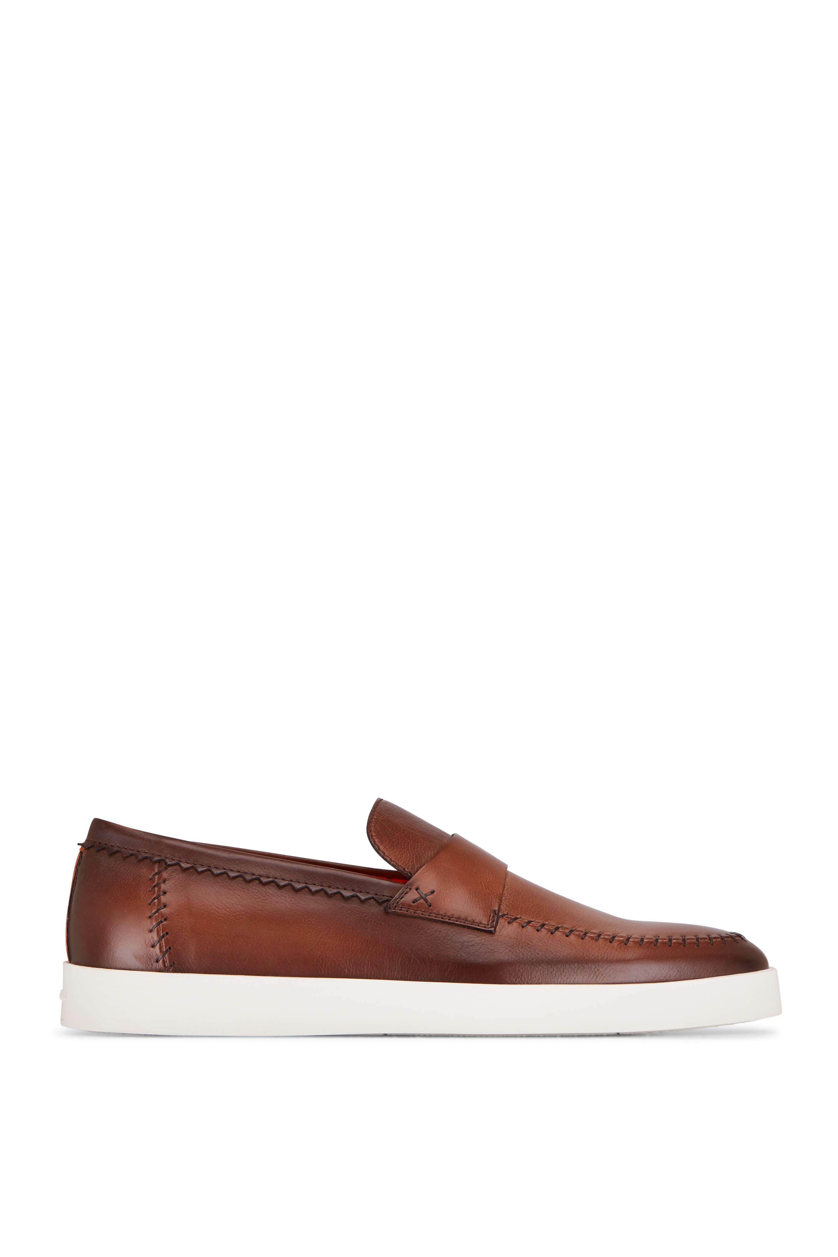 Santoni - Dowdy Brown Leather Loafer Sneaker | Mitchell Stores