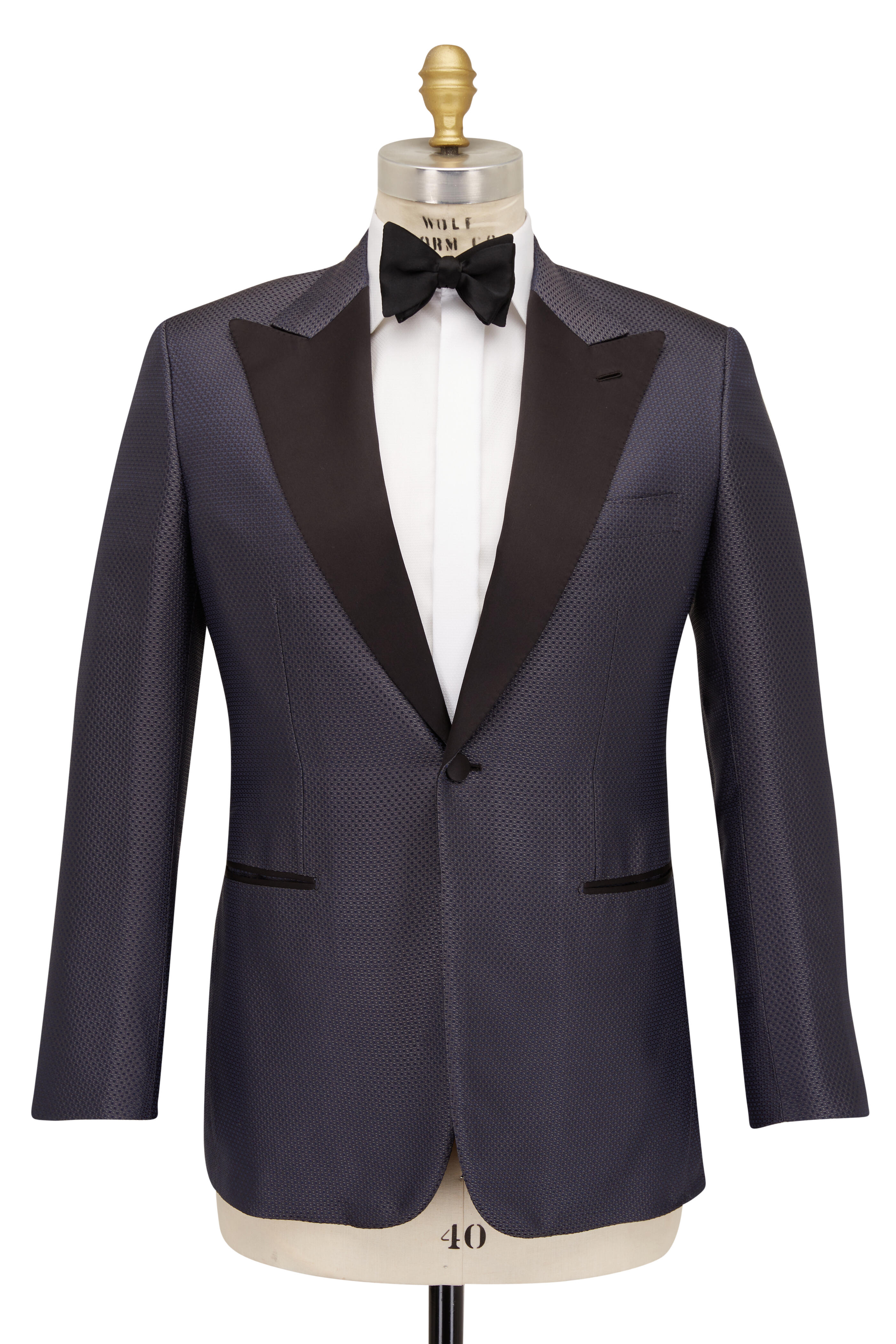 Brioni - Textured Neat Charcoal Dinner Jacket | Mitchell Stores