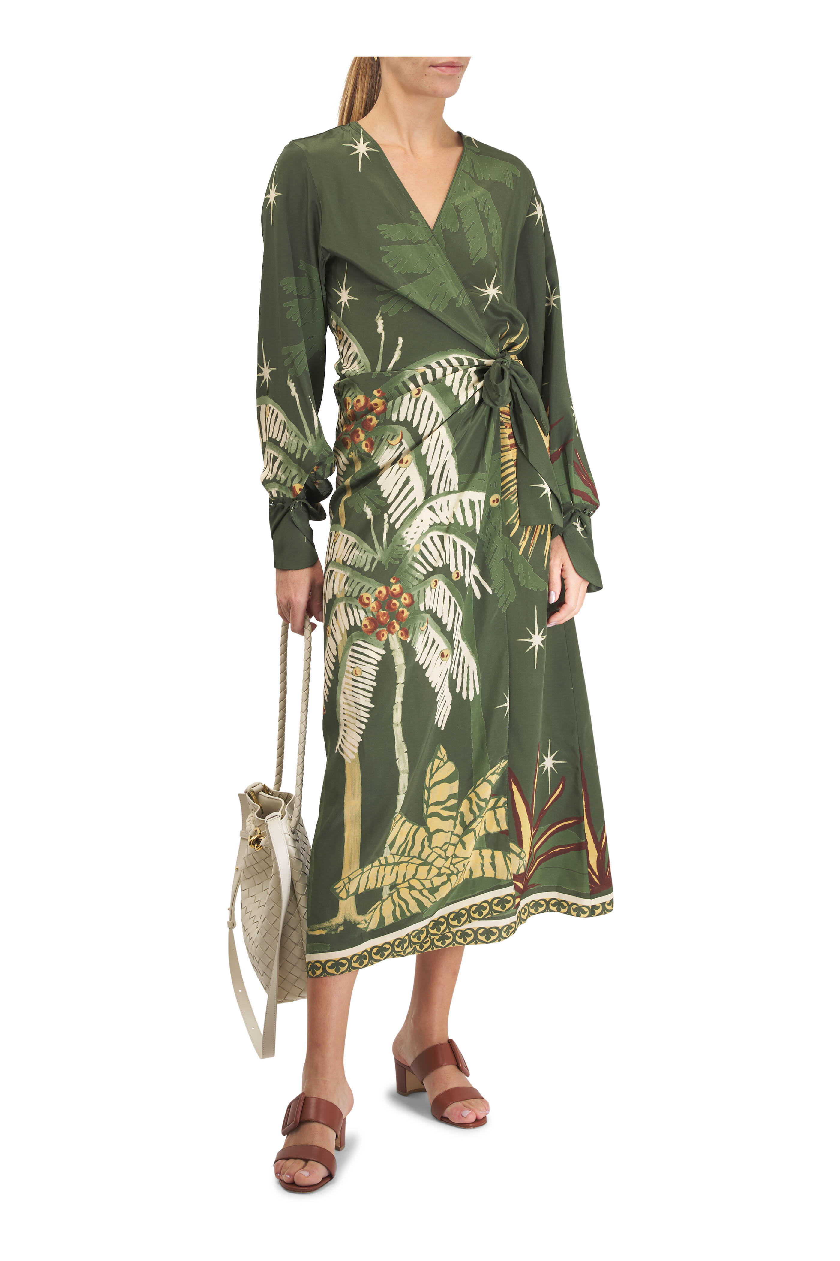 Johanna Ortiz - Eternity Begins Green & Yellow Print Wrap Dress