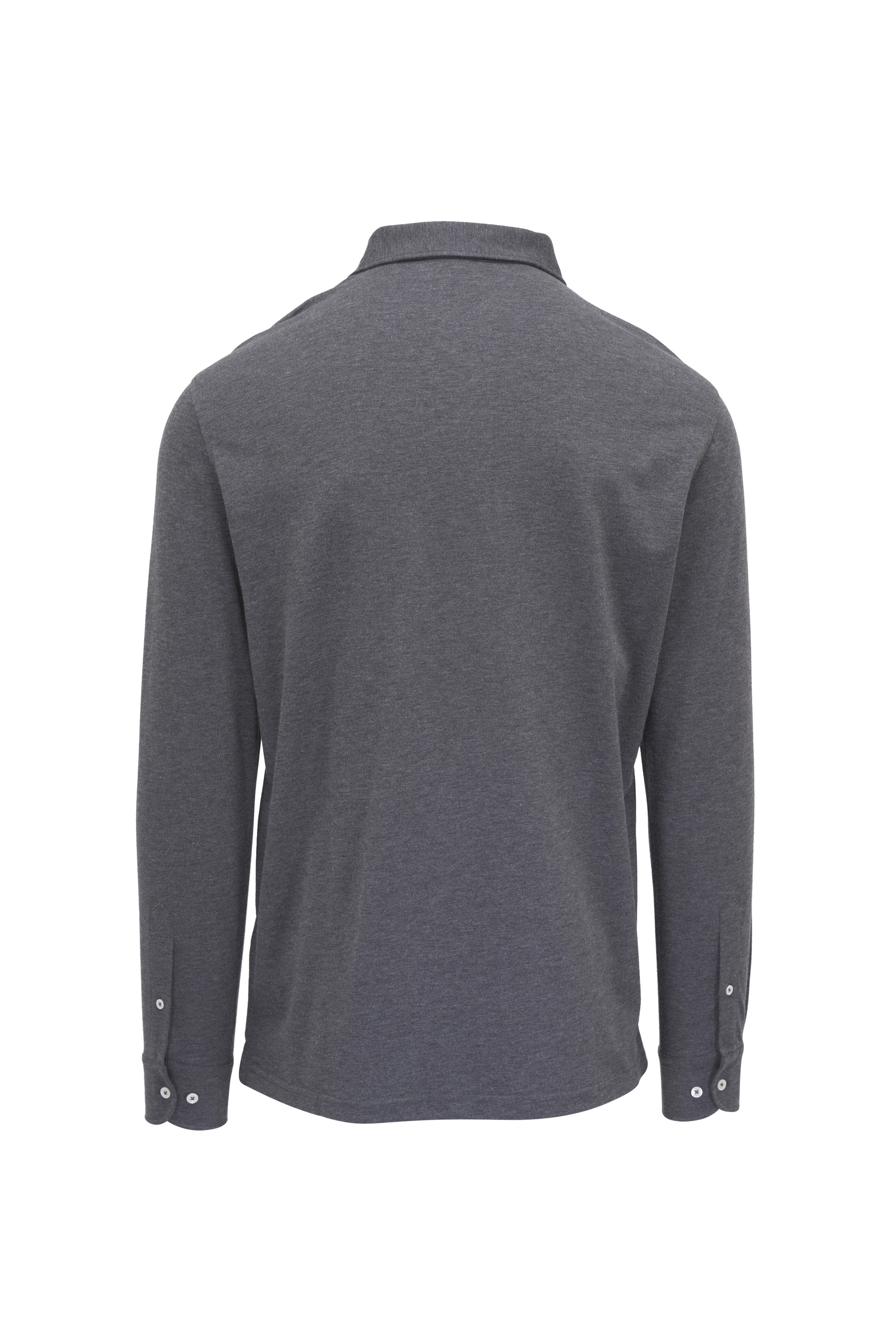 Peter Millar - Crown Crafted Charcoal Gray Long Sleeve Polo