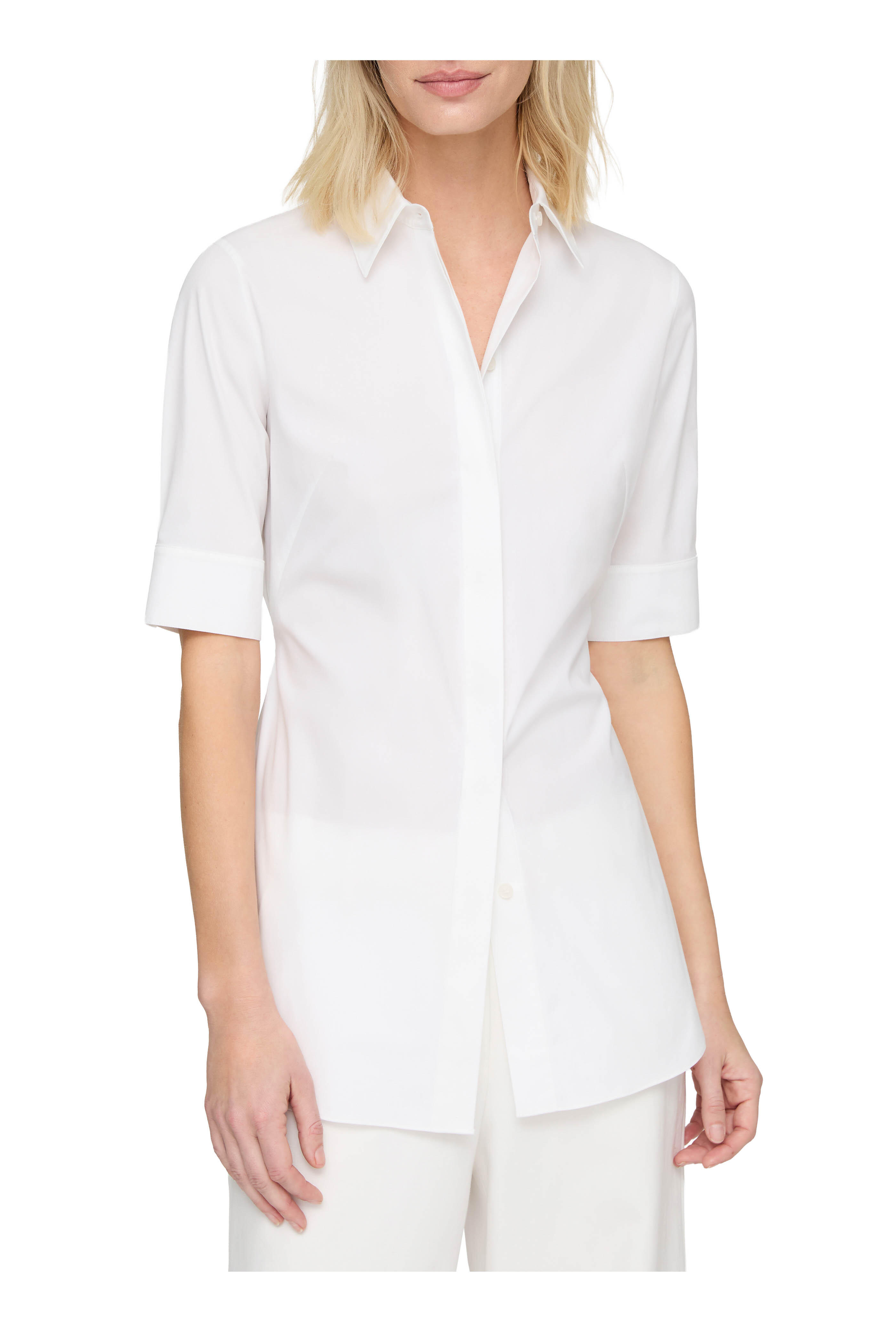 Lafayette 148 New York - White Stretch Cotton Tie Back Shirt
