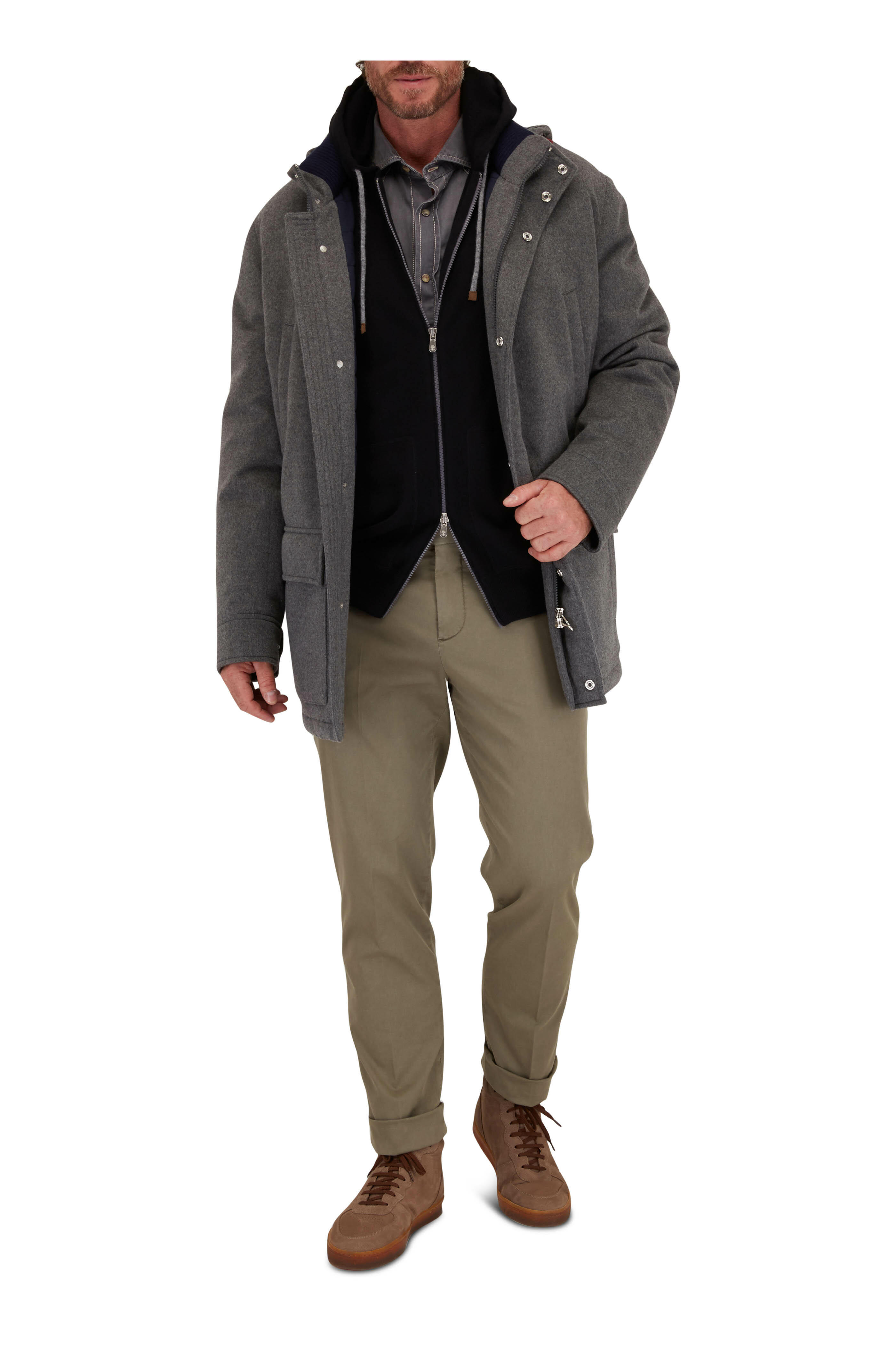 Brunello Cucinelli - Olive Cotton Stretch Italian Fit Pant