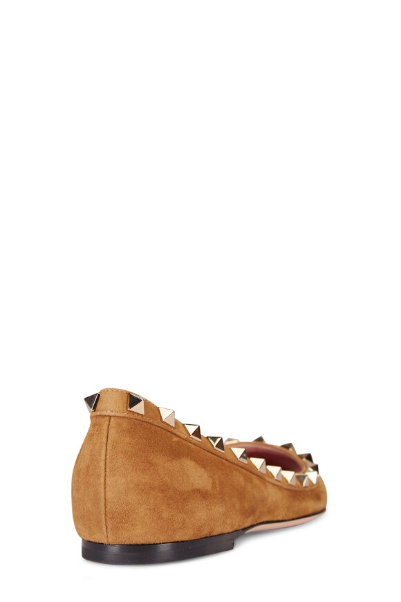 Valentino Garavani Havana Beige Suede Rockstud Ballet Flat - view 3