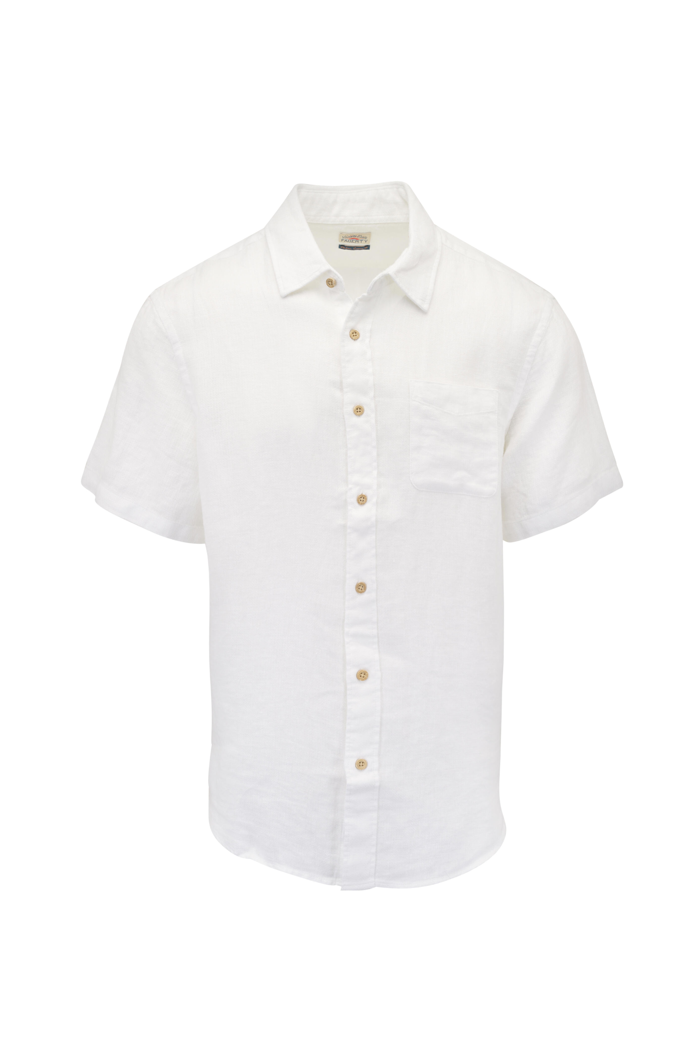 Faherty Brand - White Linen Basketweave Front Button Shirt