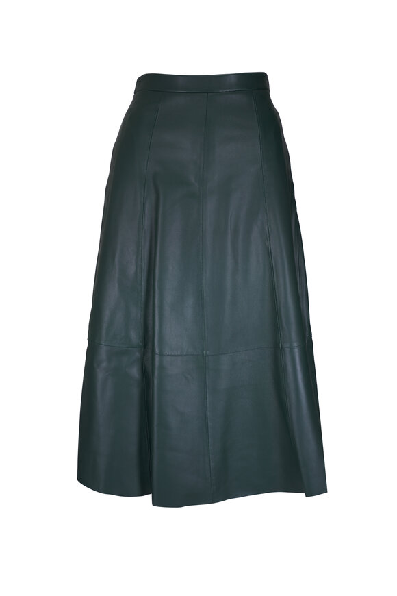 Vince Juniper Leather Mid-Rise Flared Skirt