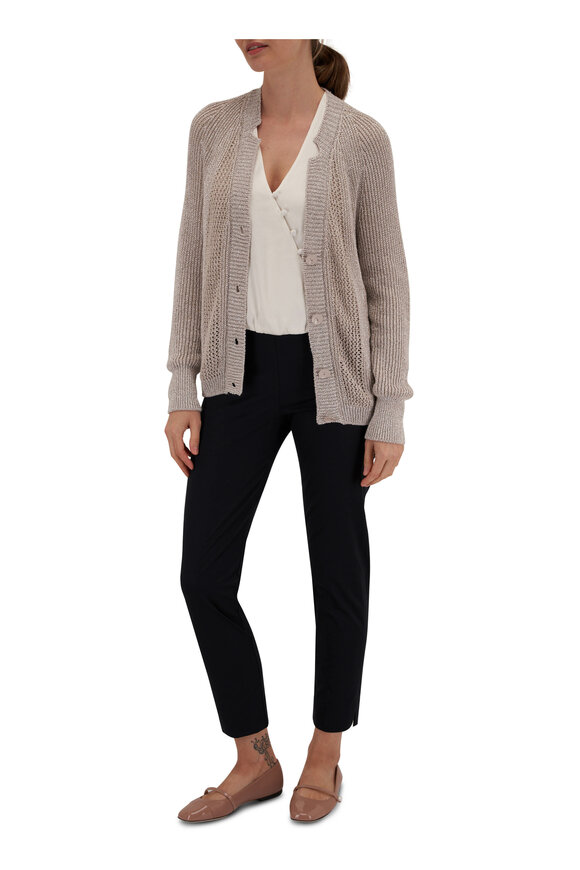 D.Exterior - Raglan Beige V-Neck Lurex Cardigan 