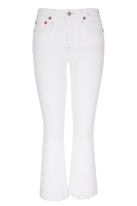 R13 - Kick Fit White Cropped Flare Jean