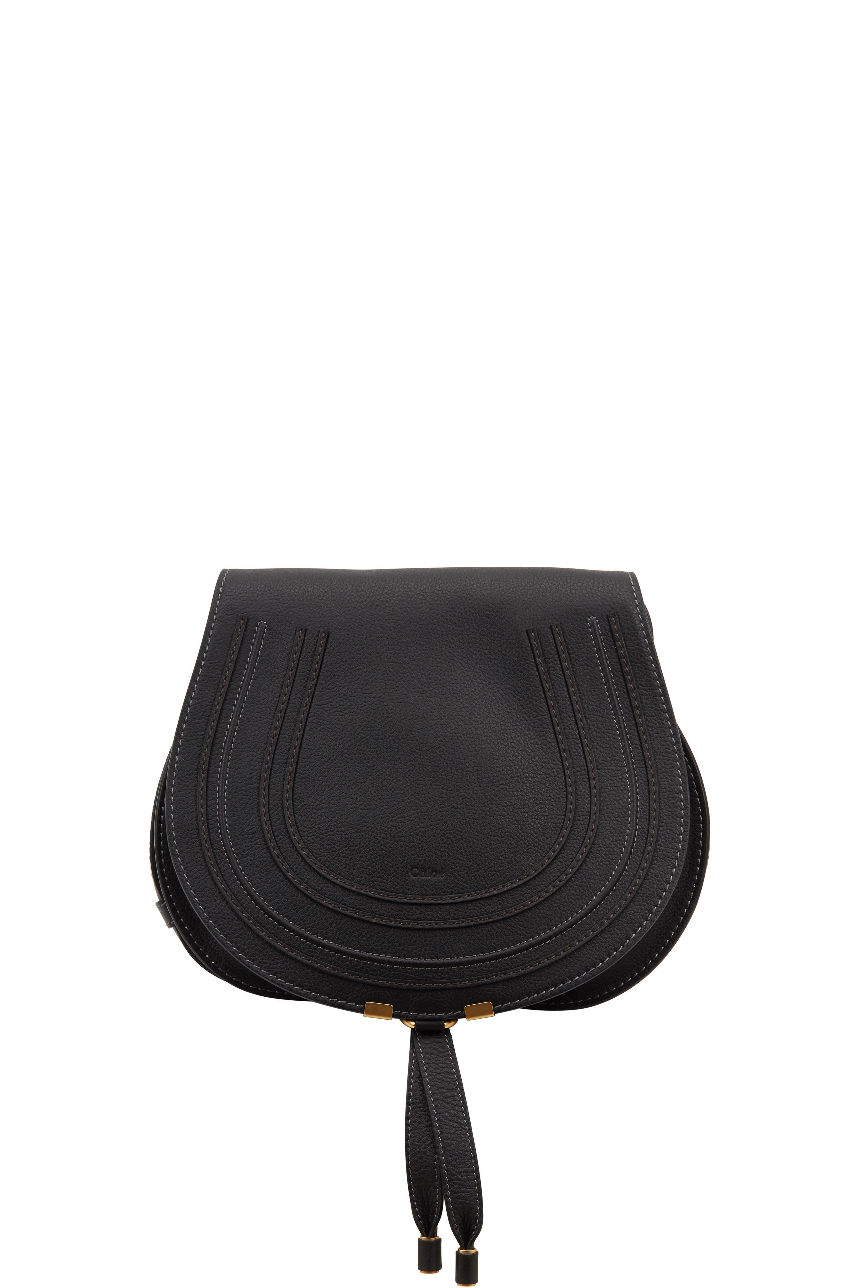 Chloé - Marcie Medium Black Leather Saddle Crossbody Bag