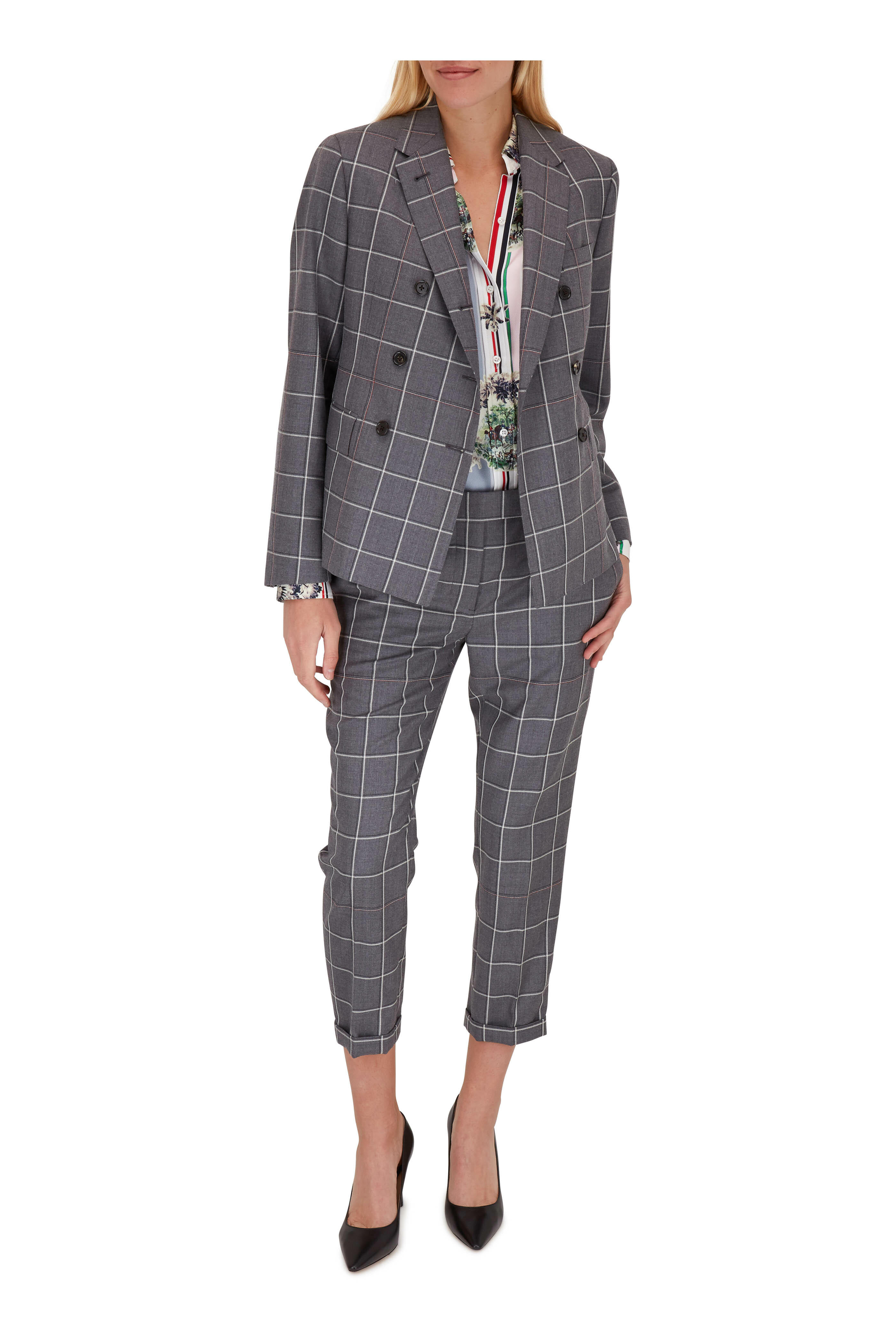 Thom Browne - Medium Gray Wool Windowpane Shadow Check Pant