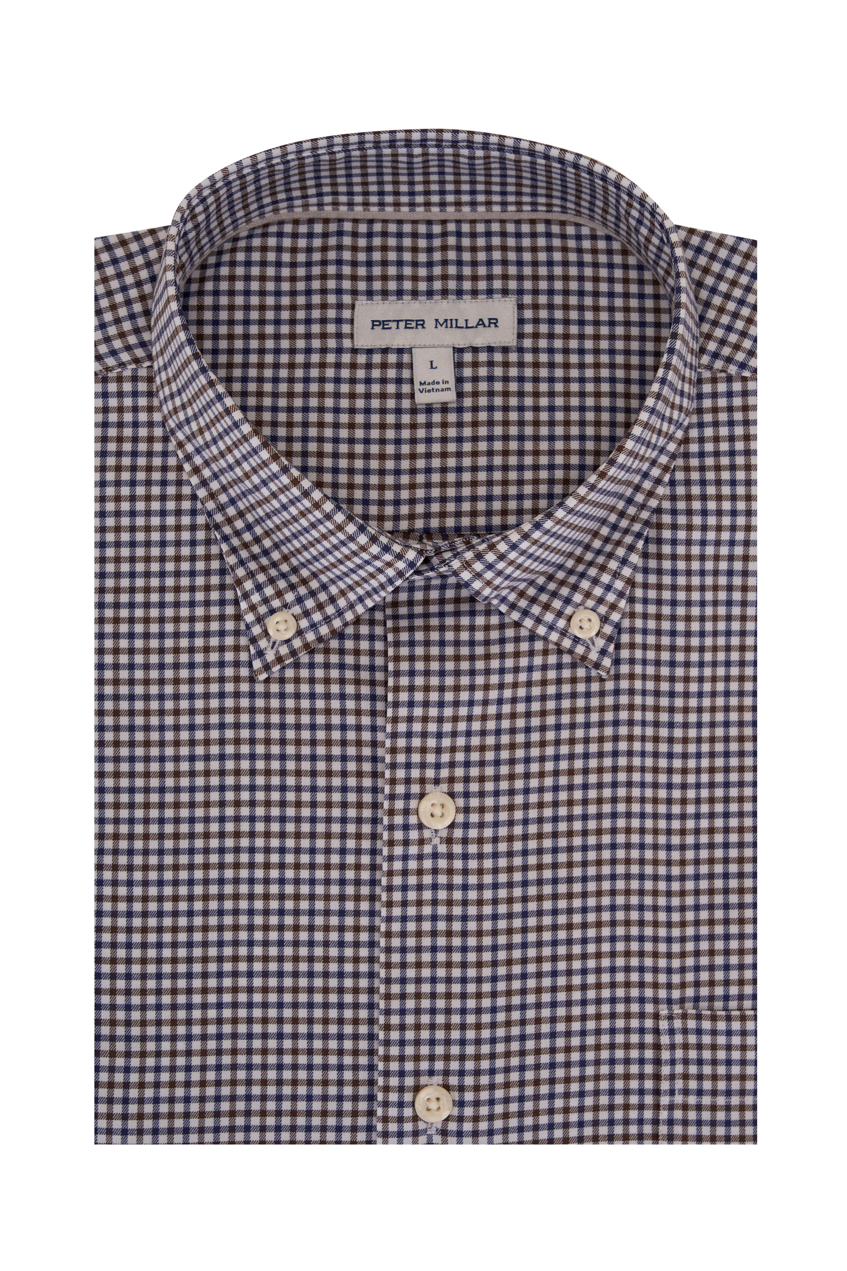 Peter Millar - Selby Blue & Brown Cotton Stretch Sport Shirt