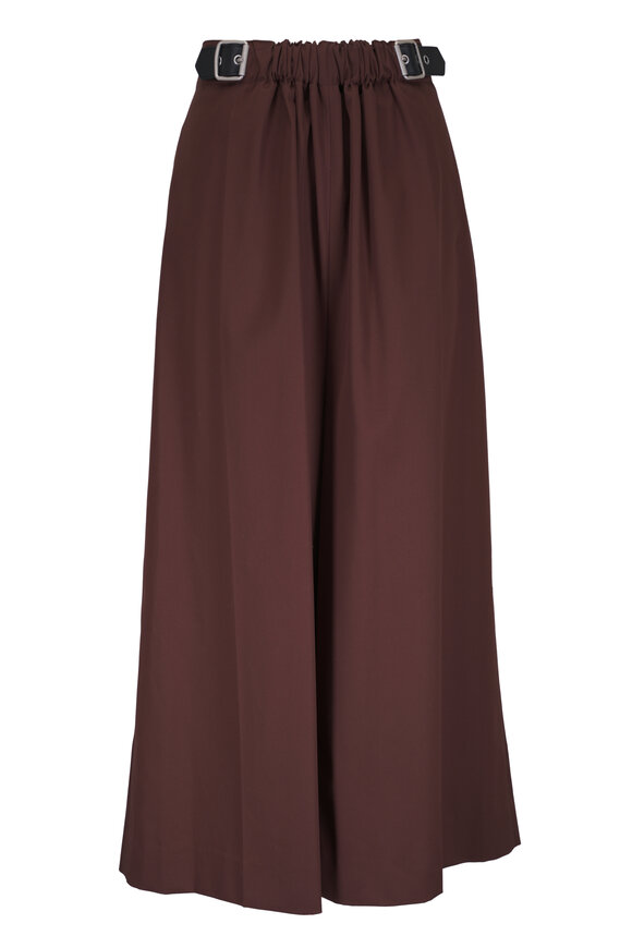 Loewe Coffee Cropped Belted Cotton & Silk Pant