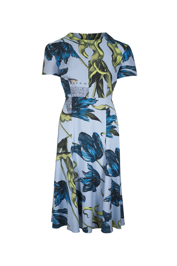 Erdem Etched Tulip Powder Blue Midi Dress