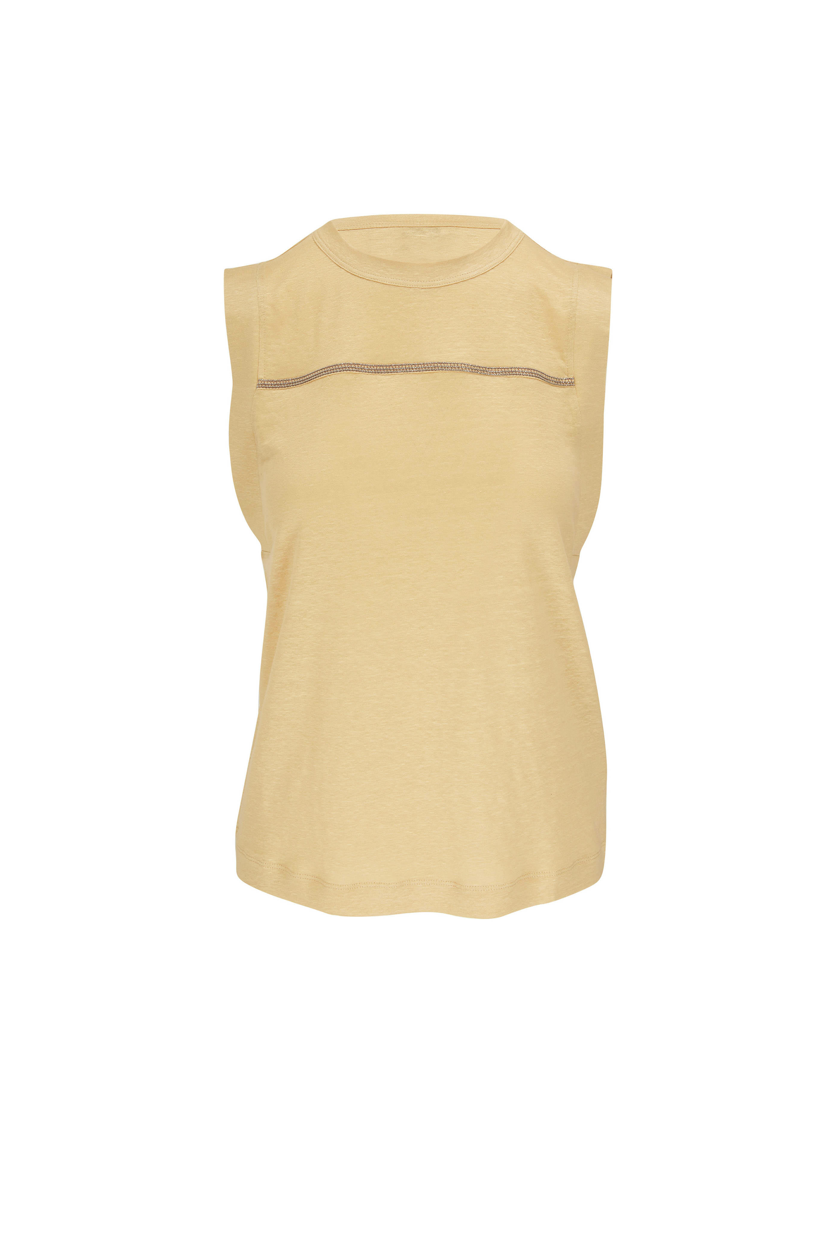 Brunello Cucinelli - Gold Linen & Silk Monili Stripe Tank