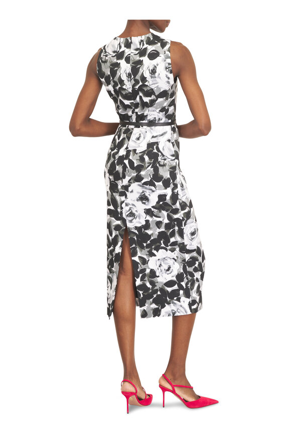 Michael Kors Collection Pewter Floral Belted Sheath Dress - view 4