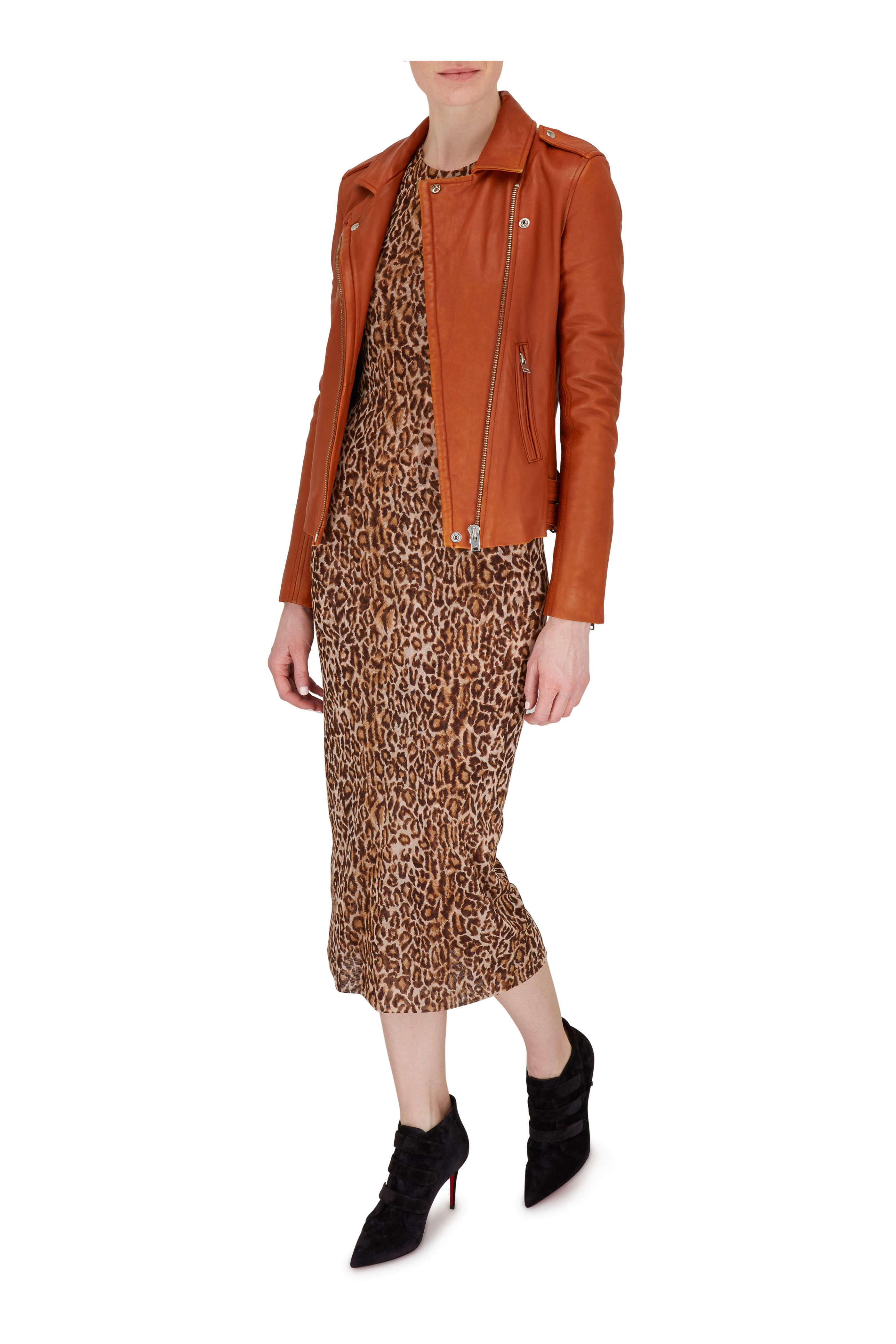 Peter Cohen - Copper Tulle Leopard Print Sleeveless Dress