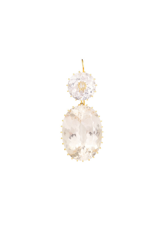 Renee Lewis 18k Yellow Gold Antique Huge Kunzite Earring - view 2