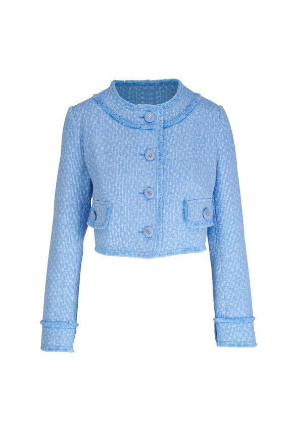 Dolce & Gabbana Rachel Tweed Light Blue Cropped Jacket 