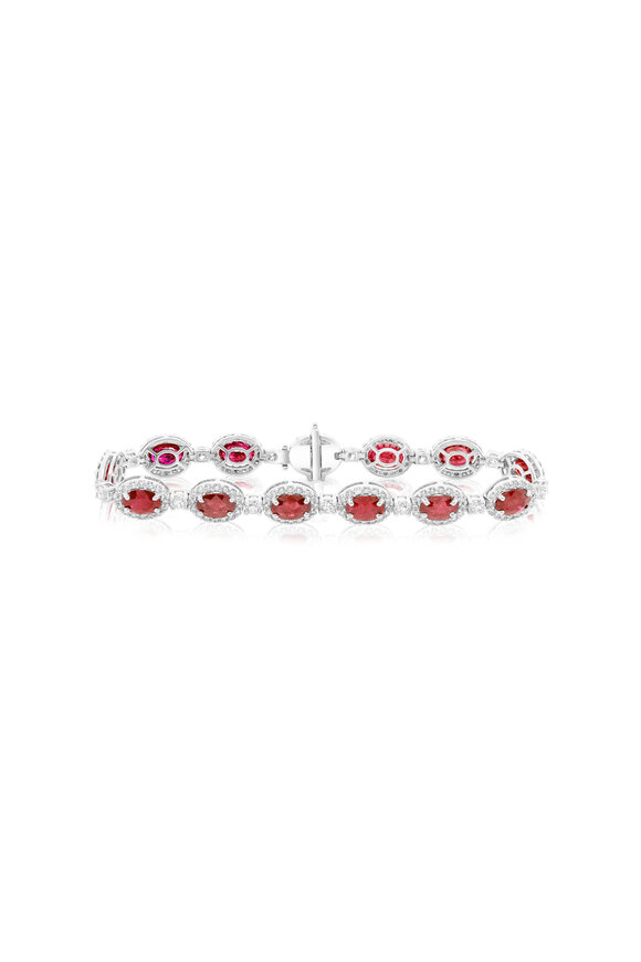 Diana M Jewels 18k White Gold Diamond & Ruby Bracelet - view 1