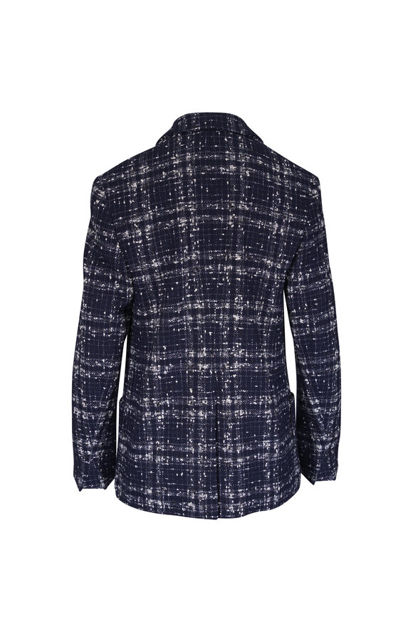 Akris Kora Navy Plaid Tweed Jacket - view 4