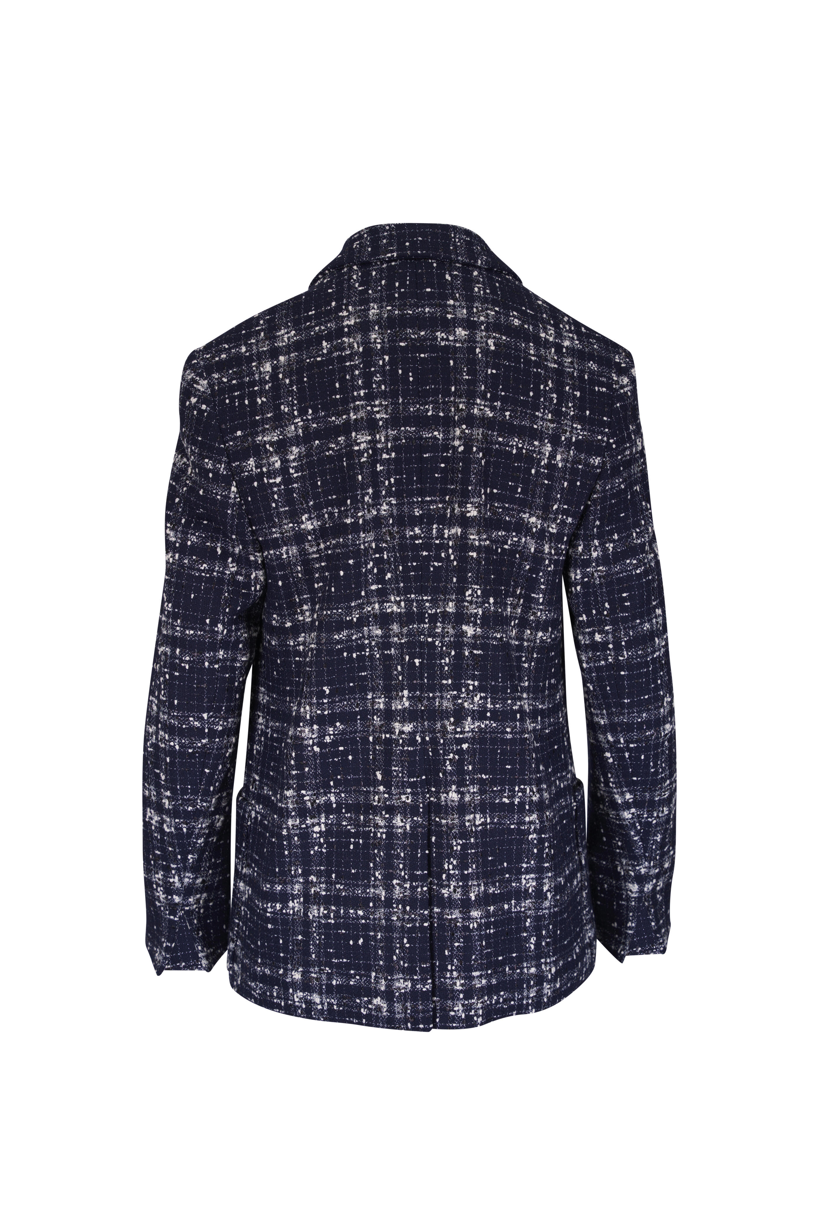 Akris - Kora Navy Plaid Tweed Jacket - view 4