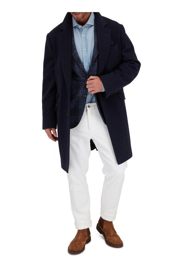 Brunello Cucinelli - Navy & Blue Madras Wool, Silk, & Linen Sportcoat 