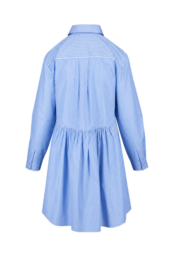 Aknvas Kate Blue & White Cotton Poplin Zip Mini Dress - view 2
