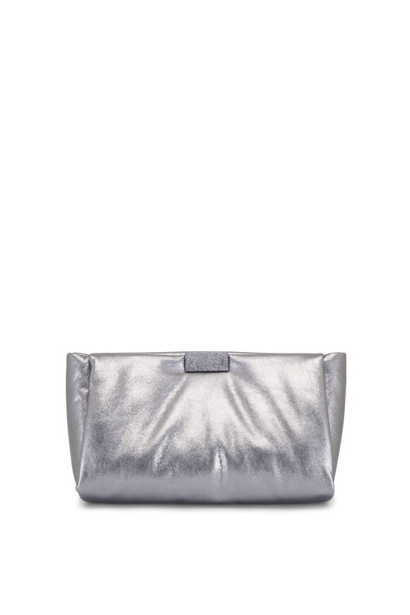 Brunello Cucinelli Steel Leather Padded Clutch 