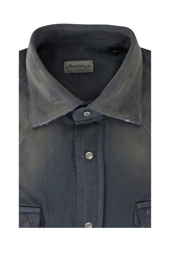 Sartorio Gray Distressed Western Sport Shirt